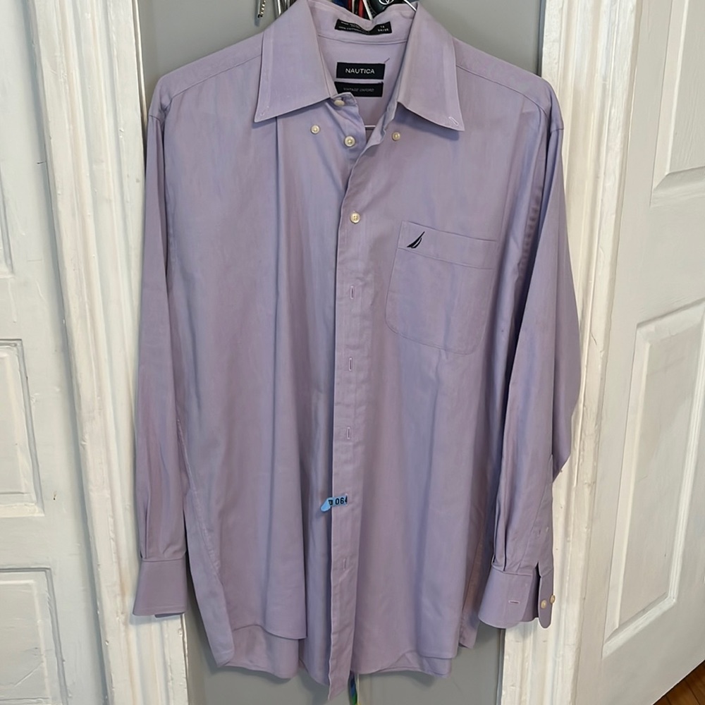 Nautica mens dress shirt size 16 and 34/35 purple - vintage Oxford